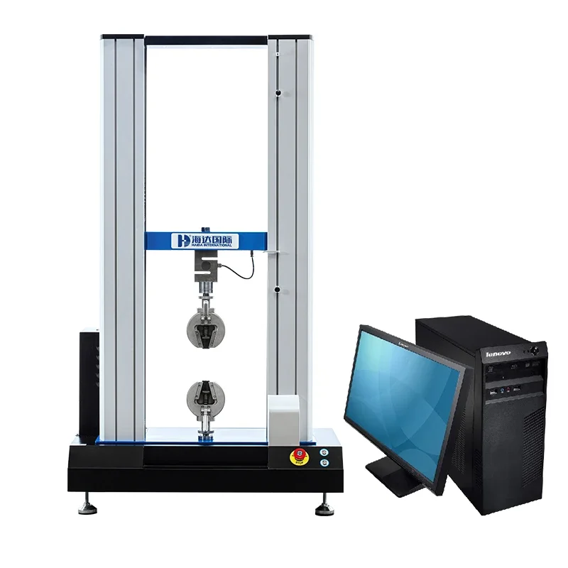 Universal tensile testing machine for plastic polymer materials, compliant with ASTM D 638 and ISO 527 standards