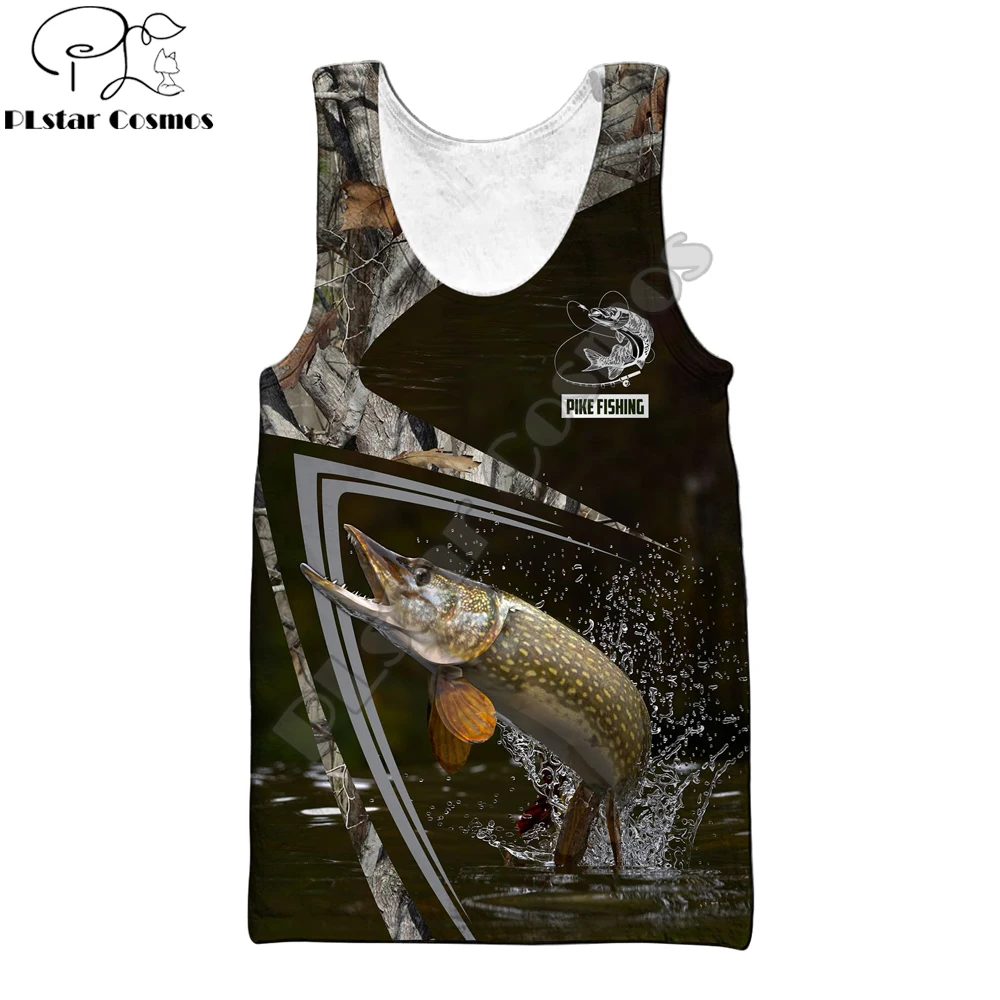 

Pike / Walleye Fishing 3D All Over Printed Mens Vest Fashion Sleeveless T-shirt summer streetwear Cool Unisex Tank Tops BX50