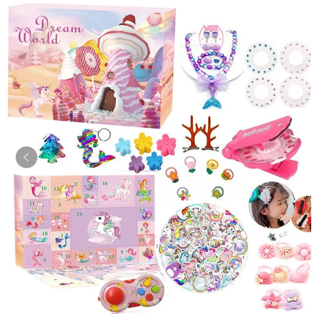 Kids Makeup Christmas Advent Calendar Box 24days Countdown Calendar Jewelry Gift Box Toys for Girls Kids Xmas Gift