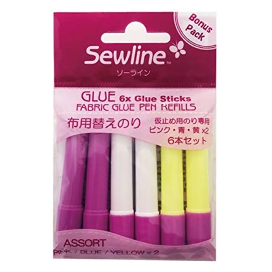 

Premium Quality Multi Assorted Refill for Glue Pen Pink Blue Yellow Fabrics Quilting Notion 6 Pack