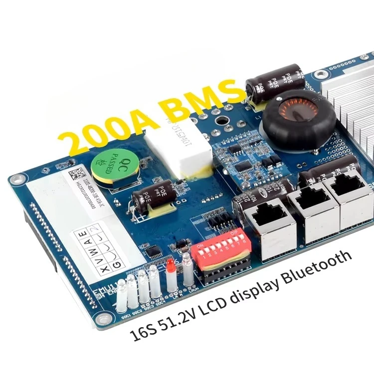 200A 16S 48V LiFePO4 BMS – CAN/RS485, Active Balancing, Industrial Battery Management System
