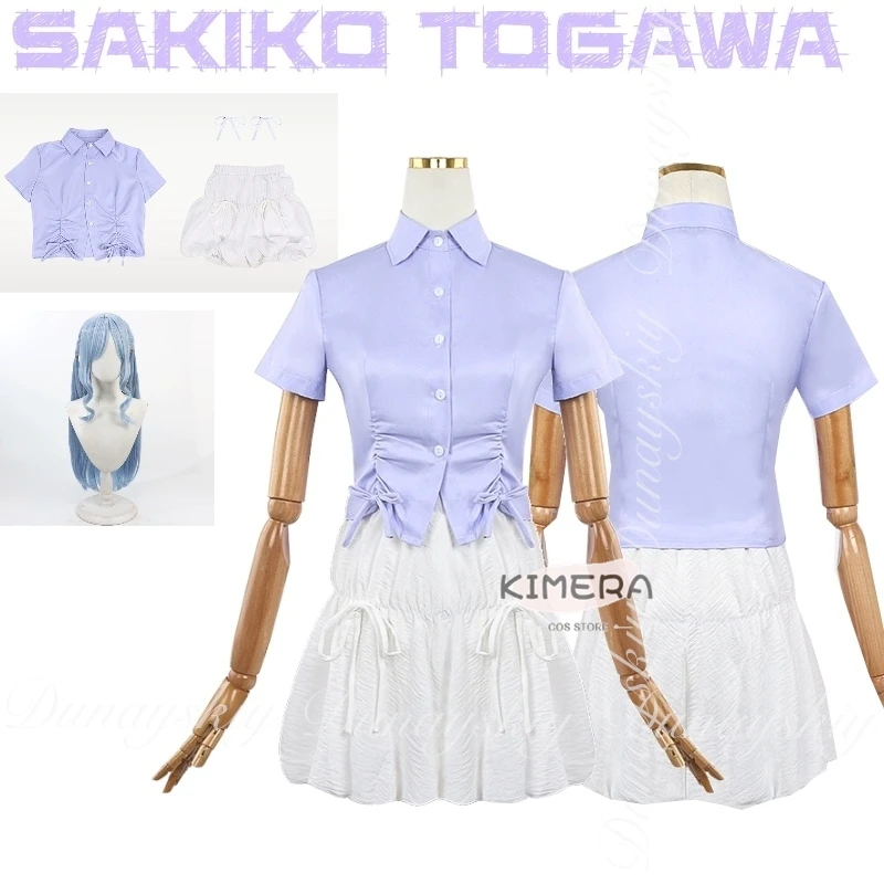 

BanG Dream! Anime Sakiko Togawa With The Lilac Top And White Skirt And The Wig Collaboration Fashion Cosplay Costume Full Of Set