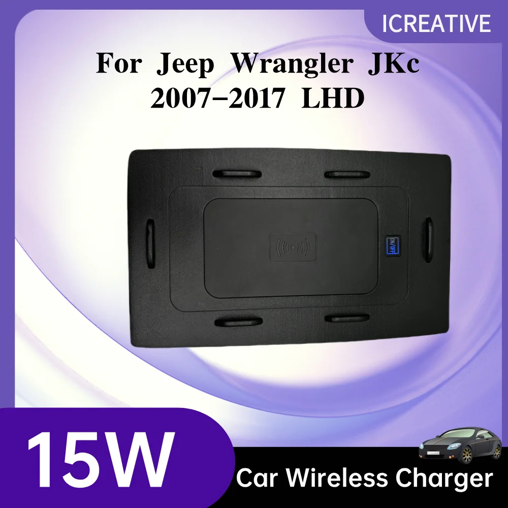 QI 15W fast For Iphone wireless charging accessories For Jeep Wrangler JK 2007-2017 LHD Induction Charging Pad