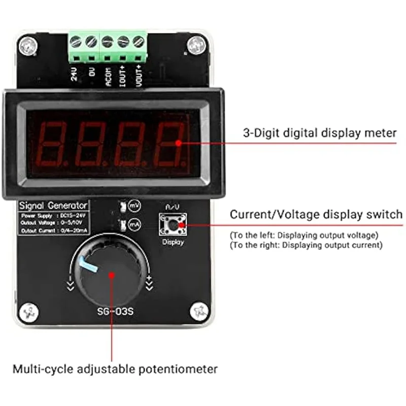 

2 Adjustable Signal Generator,DC0-10V 4-20Ma Current Voltage Analog Simulator For Value Adjusting PLC Panel LED Testing-ABQU