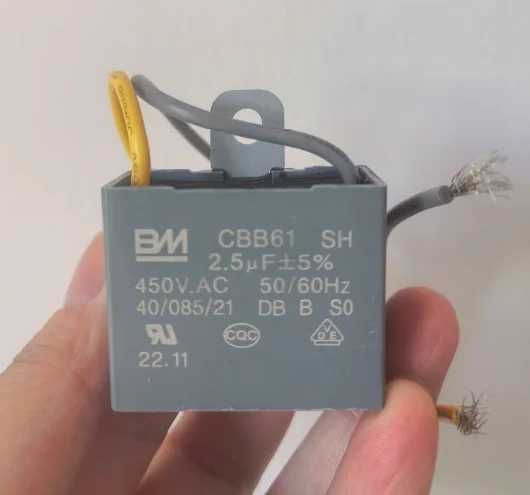 Suitable for large ceiling fan capacitor fan starter 2.5uf/450V, 220v ceiling fan high-power capacitor