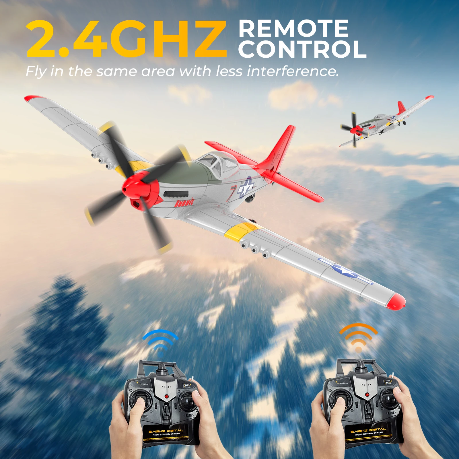 Volantexrc P51 Mustang RC Plane, 3-Level Control, One Key Aerobatic RC Airplane, Easy Assembly for Beginners & Adults