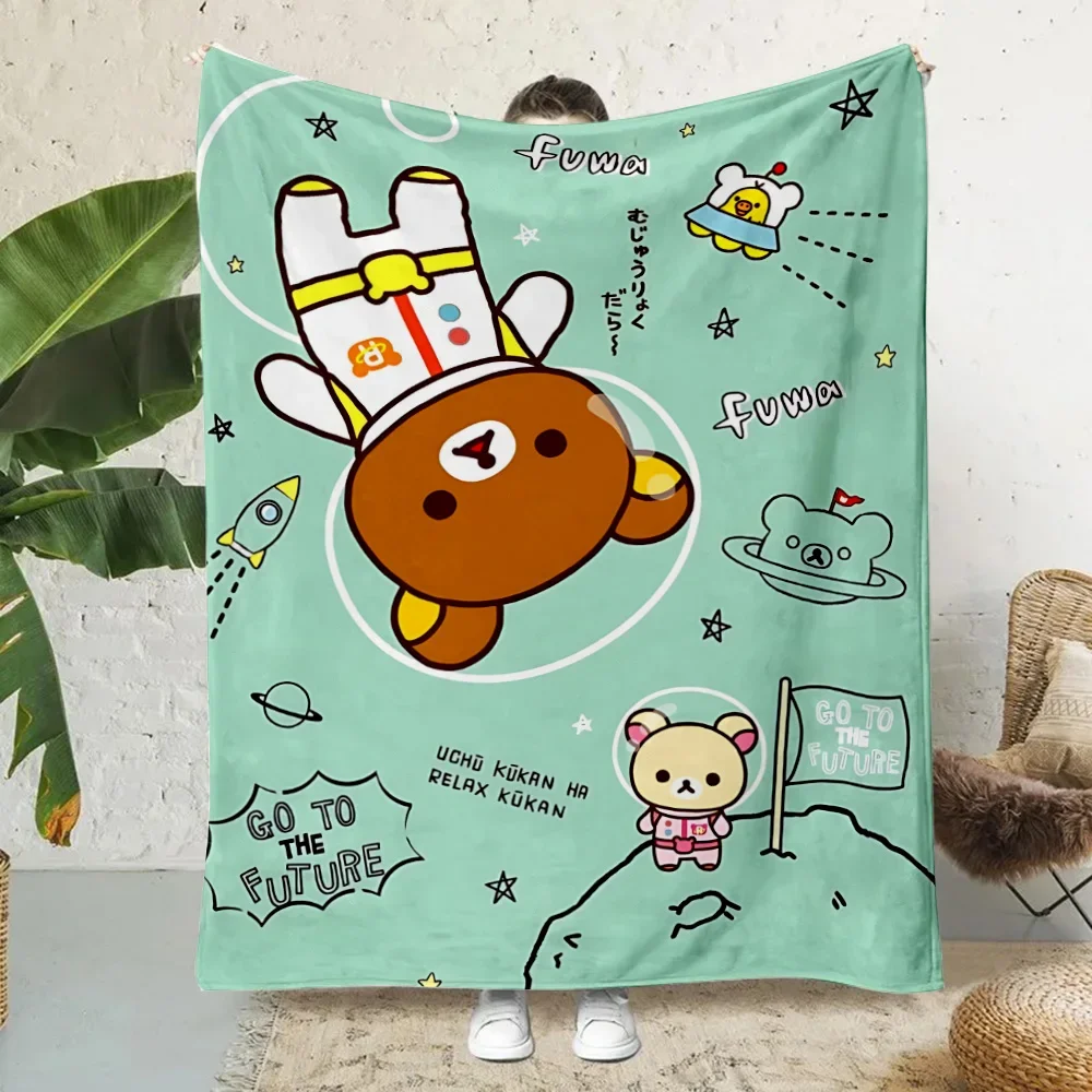 Cute Kawaii Cartoon Rilakkumas Bear Printed Blanket Picnic Blankets Warm Blanket Soft and Comfortable Home Travel Birthday Gift