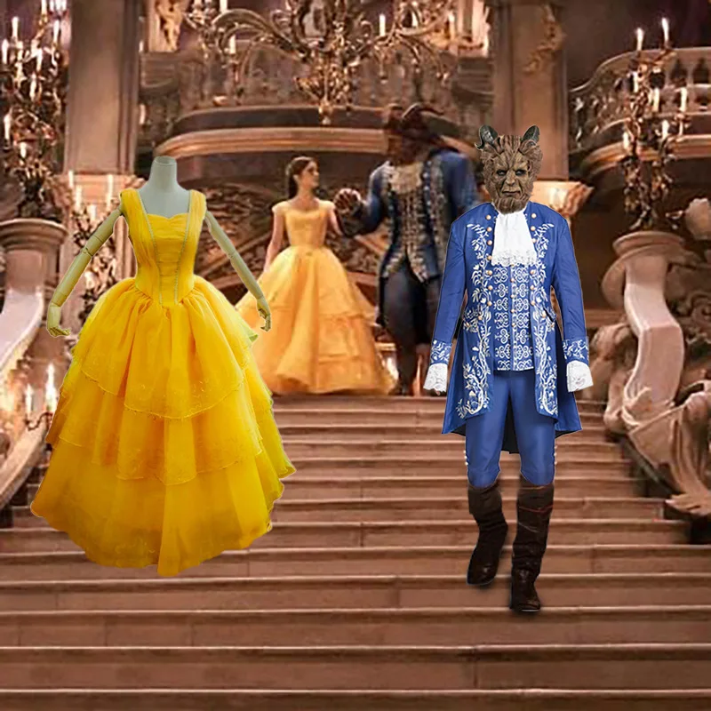 

Movie Beauty and Beast Costume Adults Prince Adam Cosplay Dress Costume Uniform Mask for Men Halloween Carnival Party Clothes