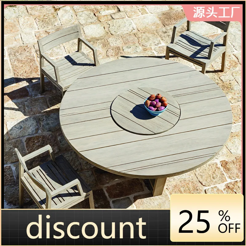 LH outdoor courtyard preservative teak tables and chairs outdoor homestay solid wood dining table and chairs garden