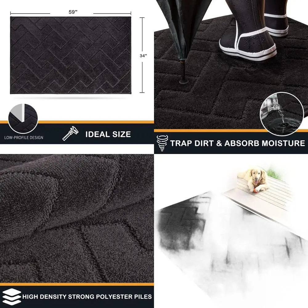 

Dirt Trapping Door Mat 34" x 59", Non-Slip Machine Washable Entry Rug, Dog Doormat, Indoor Front Door Mat, Super Absorbent Entry