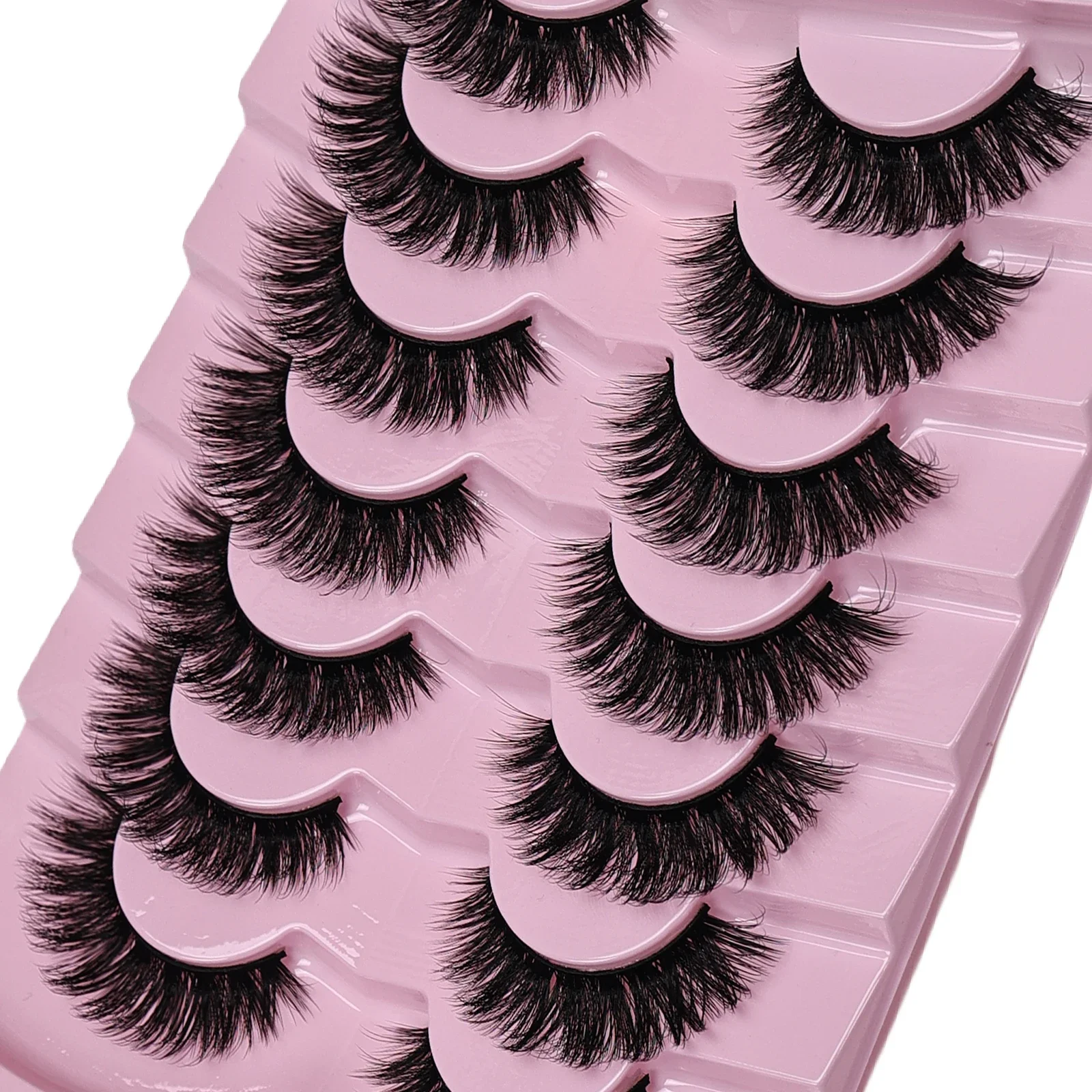 Cat Eye Lashes Volume Fake Fluffy Lashes, D Curl Strip, Optics Eye Look, Extension, fissuraminants 6D, Py Lashes, 7 Paires