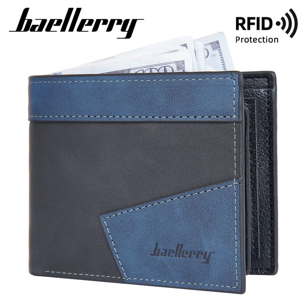Baellerry Modische kurze RFID-Geldbörse für Herren, rutschfestes PU-Leder, schlankes Kartenetui, trendiges Design