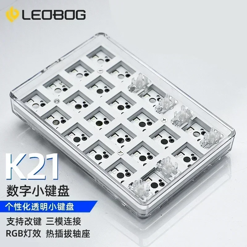 Leobog K21 Numpad Kits 3 Mode USB/2.4G/Bluetooth Wireless Keyboard Kit Rgb Hot-Swap 21 Keys Customized Mini Numeric Keypad Gifts