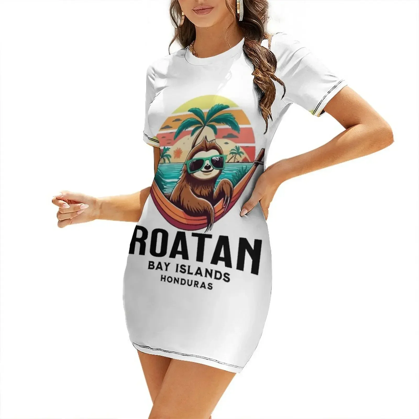 

Roatan Bay Island Honduras Short-Sleeved Dress Woman clothes Women dresses summer sexy dress for women