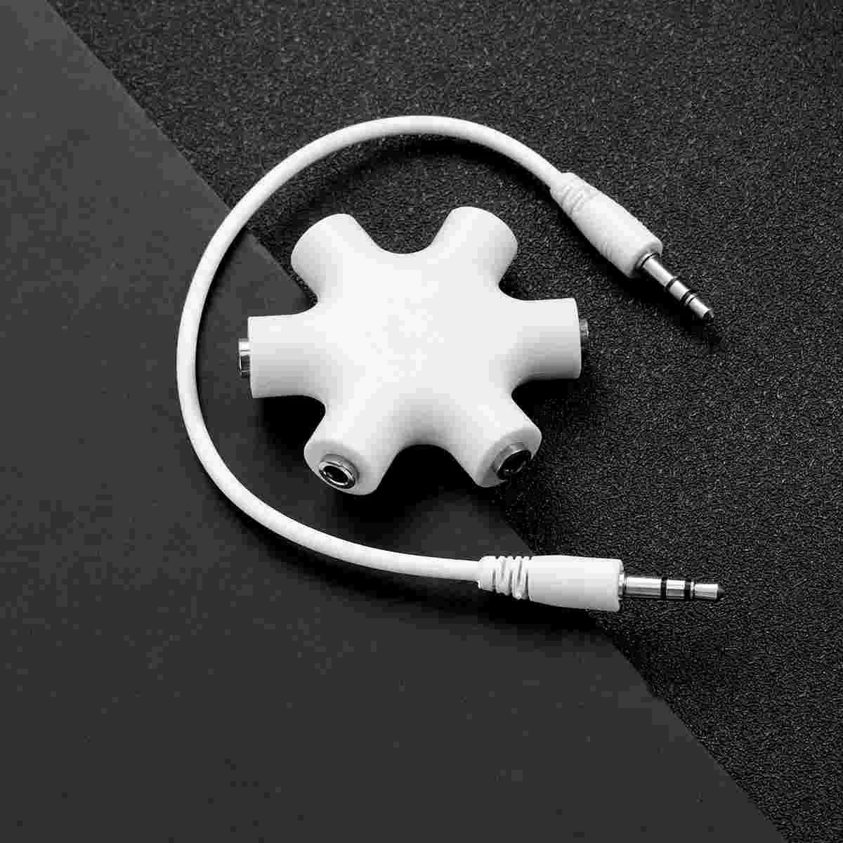 1 to 5 Headphone Splitter 5-Way Snowflake Shape Audio Splitter 35mm Jack Plug (White) earphones adapter