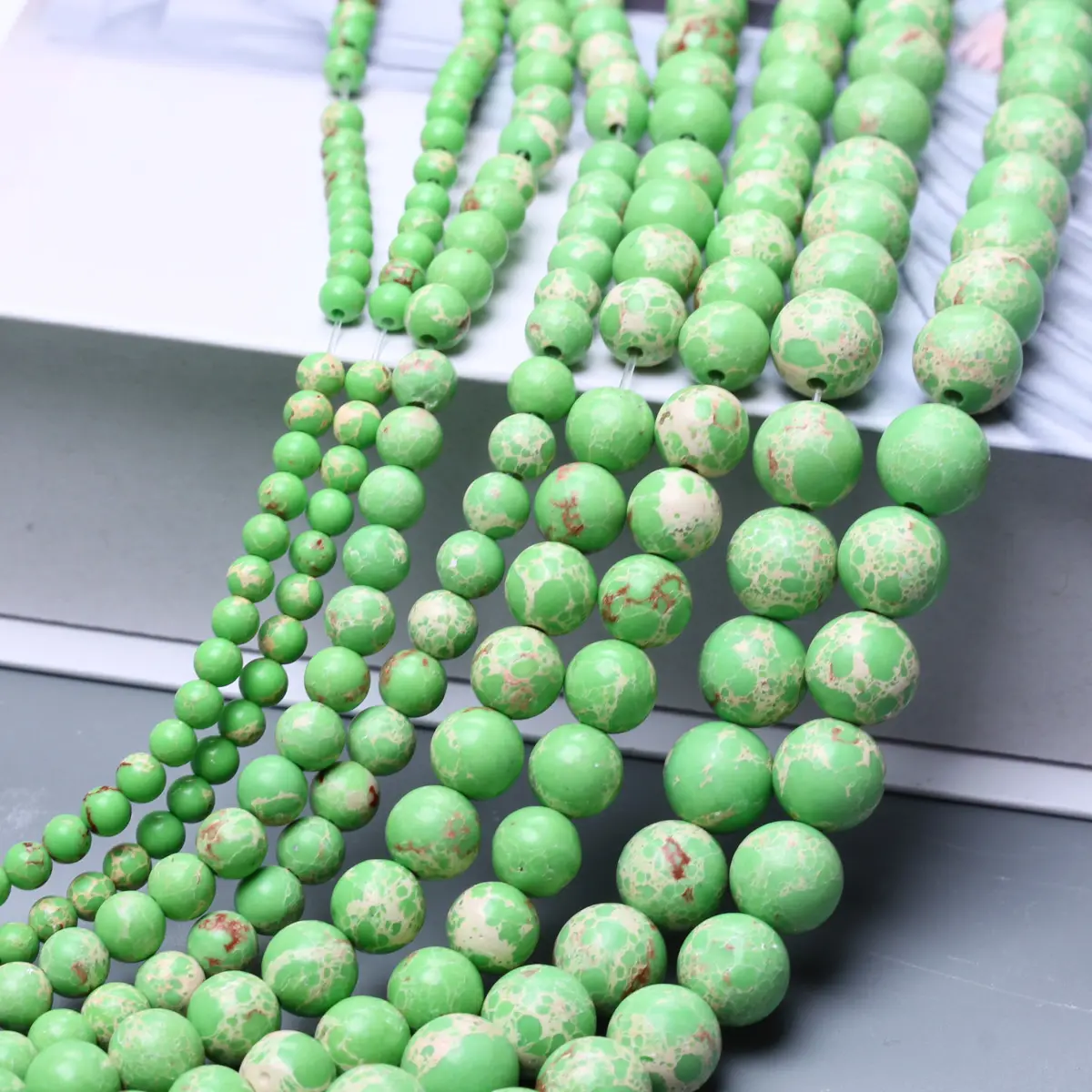 1String Green Natural Stone Round Loose Beads For Jewelry Making Bracelet DIY Accessories 4/6/8/10mm