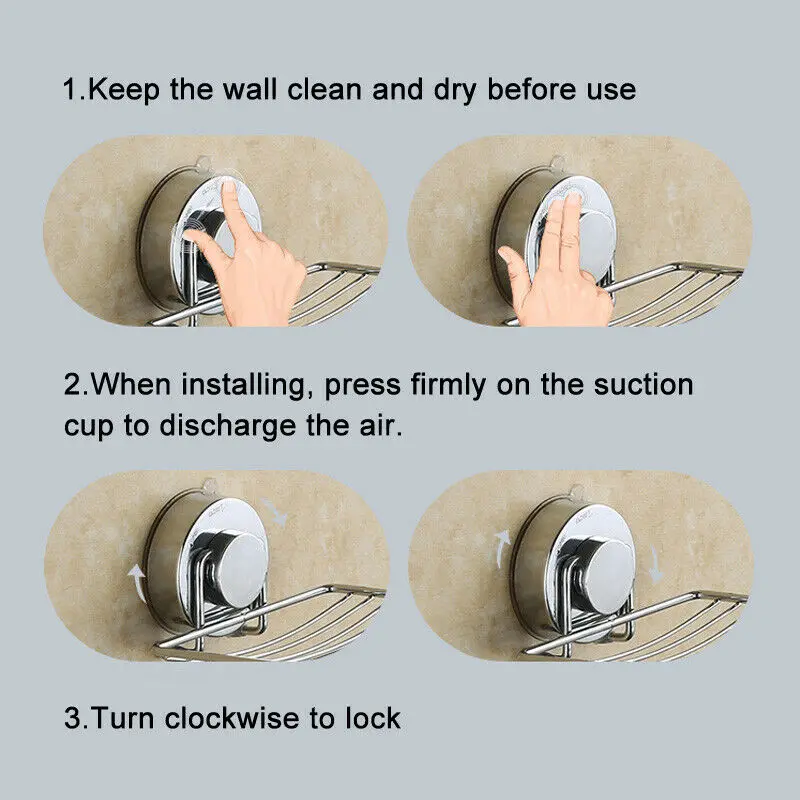 Soap Rack Wall Mount Strong Vacuum Suction Cup Stainless Steel Soap Dish Holder Rack Bathroom Rack Soap Dish Shower Storage