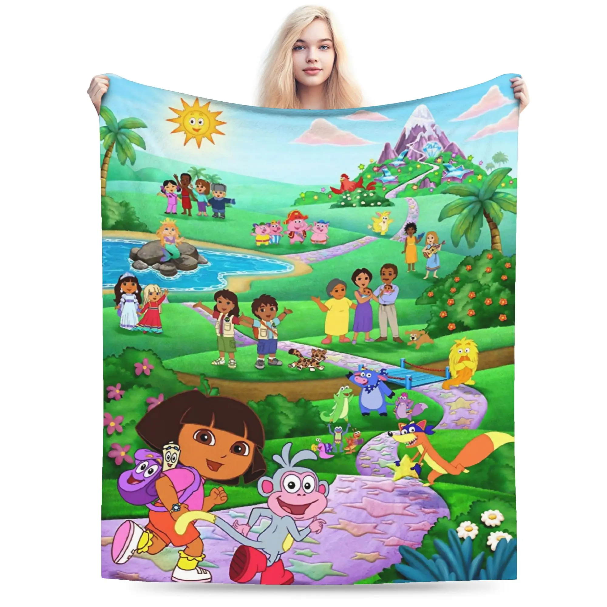 Super Soft D-Doras The Explorers Throw Blanket Premium Fleece Flannel Lightweight  Bed Blanket Cozy Warm Blankets All Season Use