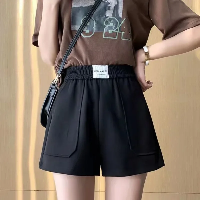 

Female Short Pants Korean Style With Waist Pocket Women's Shorts Normal Kpop Design Elasticty for Summer Hot Stretchy Outdoor XL