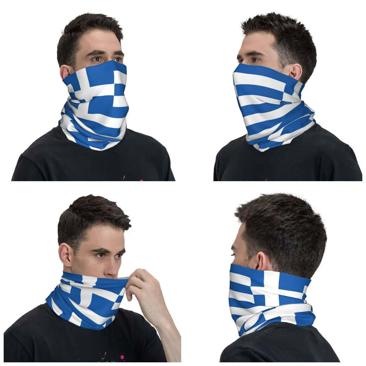 Greek National Flag Greece Bandana Neck Gaiter Printed Wrap Scarf Warm Face Mask Riding Unisex Adult All Season