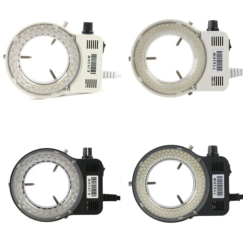 Anillo de luz LED ajustable 144, lámpara iluminadora para la industria, microscopio Trinocular estéreo, lente de cámara de vídeo, lupa 110V 220V