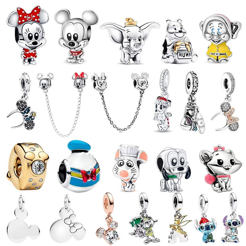 925 Silver Cartoon Mouse Couple And Duck Flying Elephant Pendant Suitable For Bracelet Necklace Diy Ladies' Birthday Party Gift