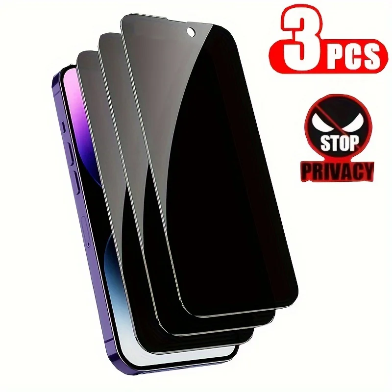 Anti-Spionage Datenschutz Gehärtetes Glas Displayschutzfolie 3 Stück Kratzfest Anti-Fingerabdruck für iPhone 11 12 13 14 15 16 17 Pro Max Plus