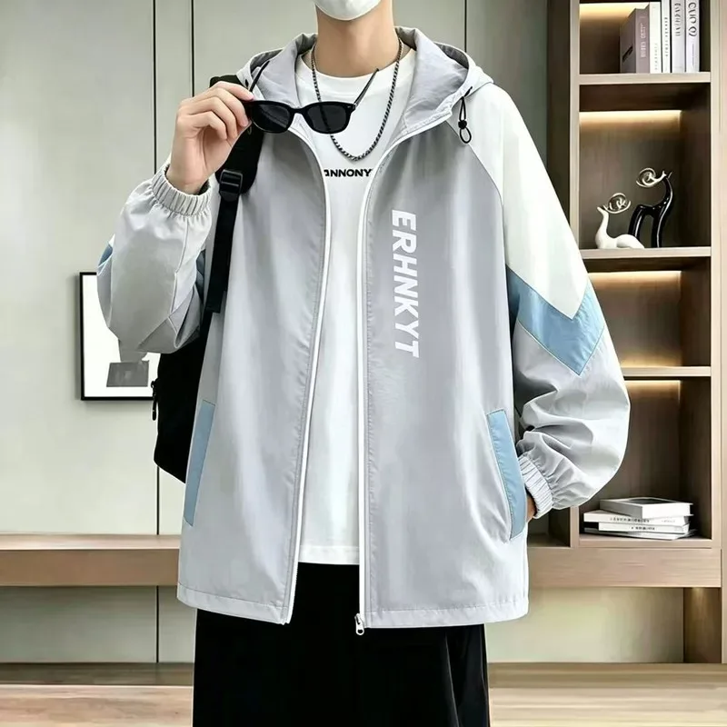 

Summer ice silk sunscreen jacket for men, lightweight and breathable, suitable for teenagers, middle and high school students