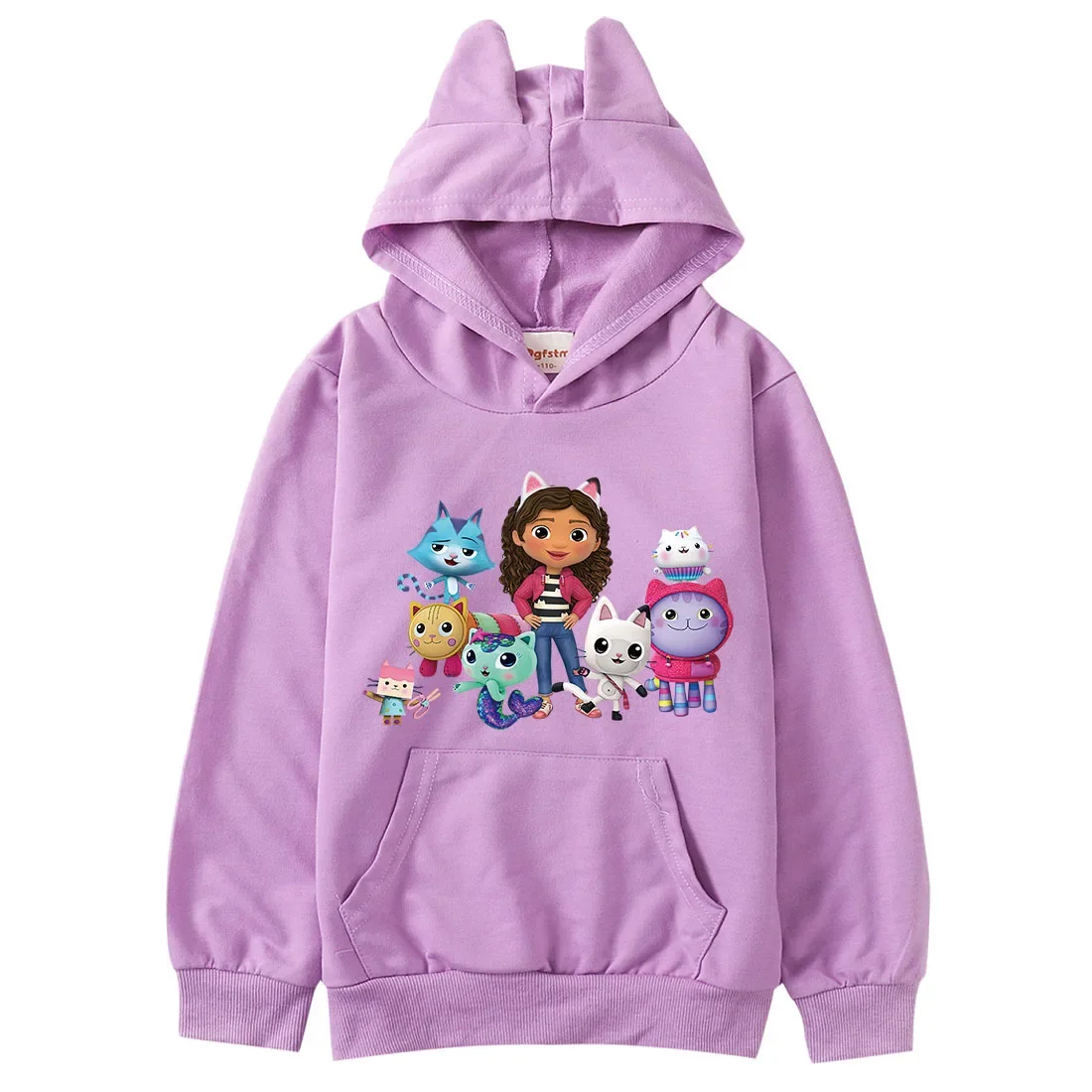 Anime Gabbys Dollhouse Costume Kids Casual Pocket Hoodies Baby Girls Gabby Cats Ears Sweatshirt Toddler Boys Long Sleeve Clothes