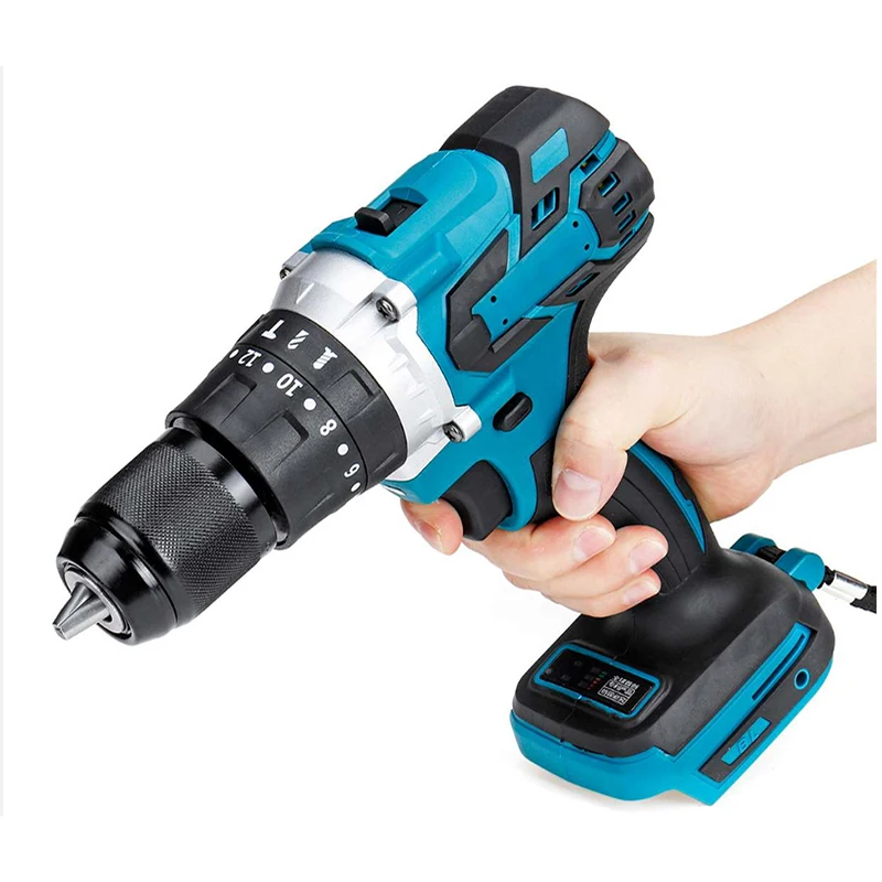 3 In 1 Brushless Electric Hammer Drill Electric Screwdriver 13mm 20+3 Torque Cordless Impact Drill for Makita 18V Battery Home