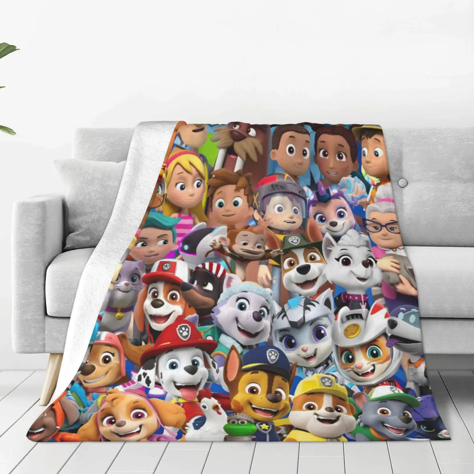 Manta de Rescate en la Nieve de Paw Patrol con Diseño de Dinosaurios, Chase y Marshall, Impresión 3D, Suave, para Cama, Sofá, Dormitorio, Regalo de Cumpleaños para Niños y Niñas