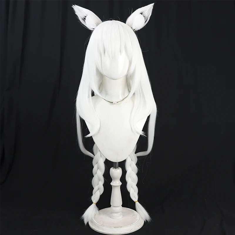 NIJISANJI Virtual YouTube Shirakami Fubuki Cos Cosplay peluca Halloween carnaval fiesta Prop pelo sintético fibra resistente al calor