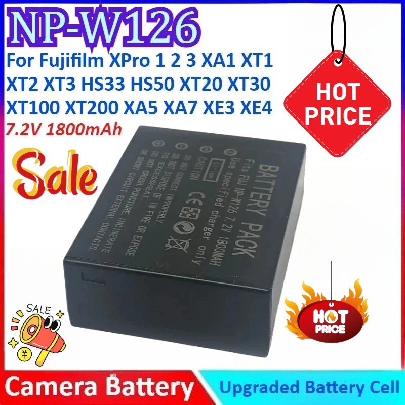 

1800mAh 7.2V NP-W126 Camera Battery+Charger for Fujifilm XPro 1 2 3 XA1 XT1 XT2 XT3 HS33 HS50 XT20 XT200 XA5 XA7 XT30 XS10 XT100