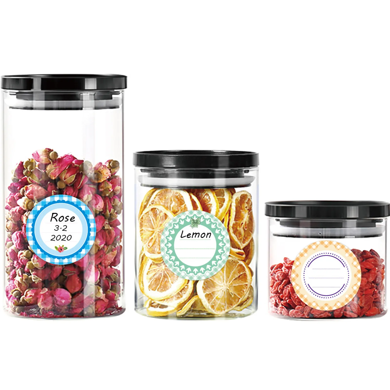 20Sheets Colored Round Waterproof Label Stickers PVC Writable Self Adhesive for Glass Jars Bottles Food Storage Canning Spice