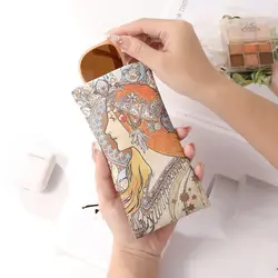 Sunglasses Mucha Painting PU Leather Glasses Bag Sunglasses Eyeglasses Bag Self-closing Portable Eyeglasses Bag Storage Bag