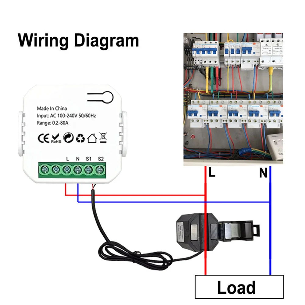 Tuya ZigBee WiFi kompaktowy licznik energii 80A aktualny zacisk transformatorowy amperomierz KWh miernik energia elektryczna dla Alexa Google Home