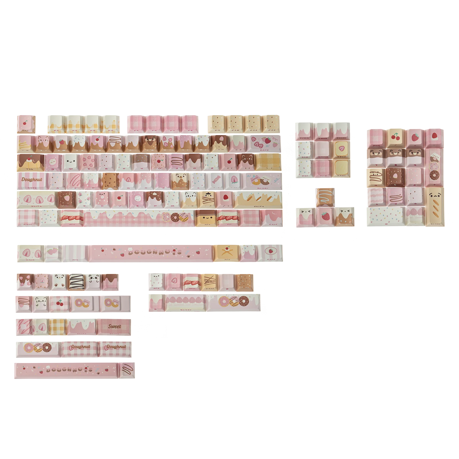 KiiBOOM Dough Fluff Keycap Set 144(MOA)/143(Cherry) Dye-sublimatie PBT-toetsen voor 60%/65%/75%/TKL/volledig formaat mechanisch toetsenbord