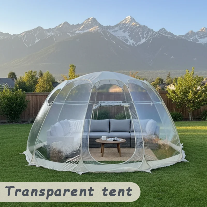 2-4 Person Pop Up Clear Dome Shelter, 360° View Transparent Bubble Tent, Portable Outdoor Gazebo for Patio Garden
