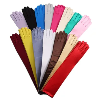 ยืดยาวถุงมือซาตินผู้หญิงงานแต่งงานชุดราตรีคอสเพลย์ถุงมือสีชมพูสีแดงสีดําสีขาวถุงมืออุปกรณ์เสริมคุณภาพสูง