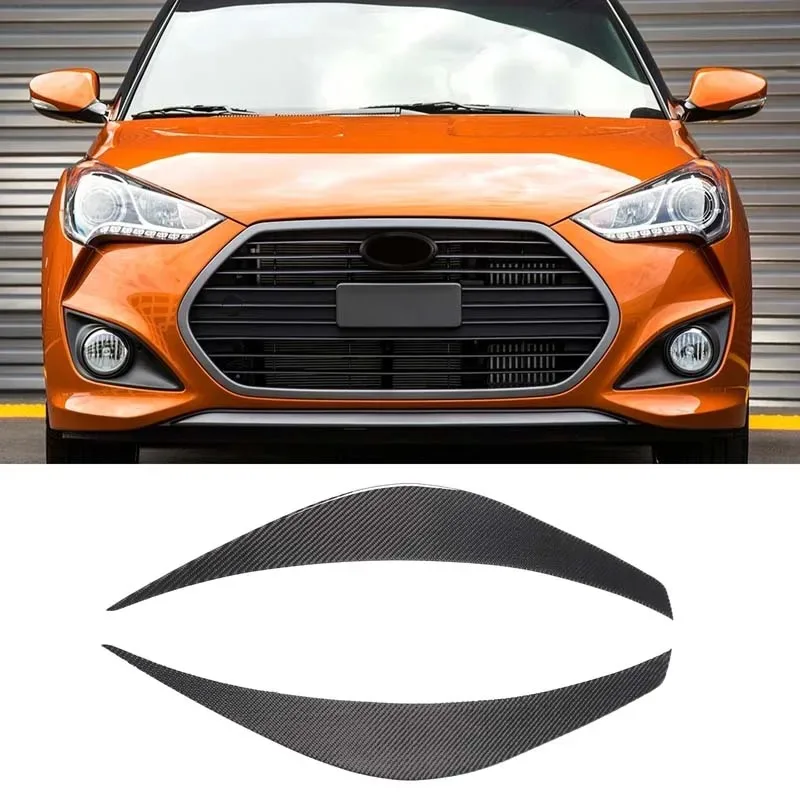 

For Hyundai Veloster 2011-2017 Soft Carbon Fiber Car Front Headlight Eyebrows Trim Sticker Car Accessories