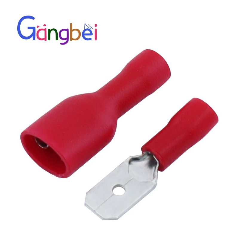 connector  RED Fully Insulated Spade Electrical Crimp Connectors- Mixed Male & Female