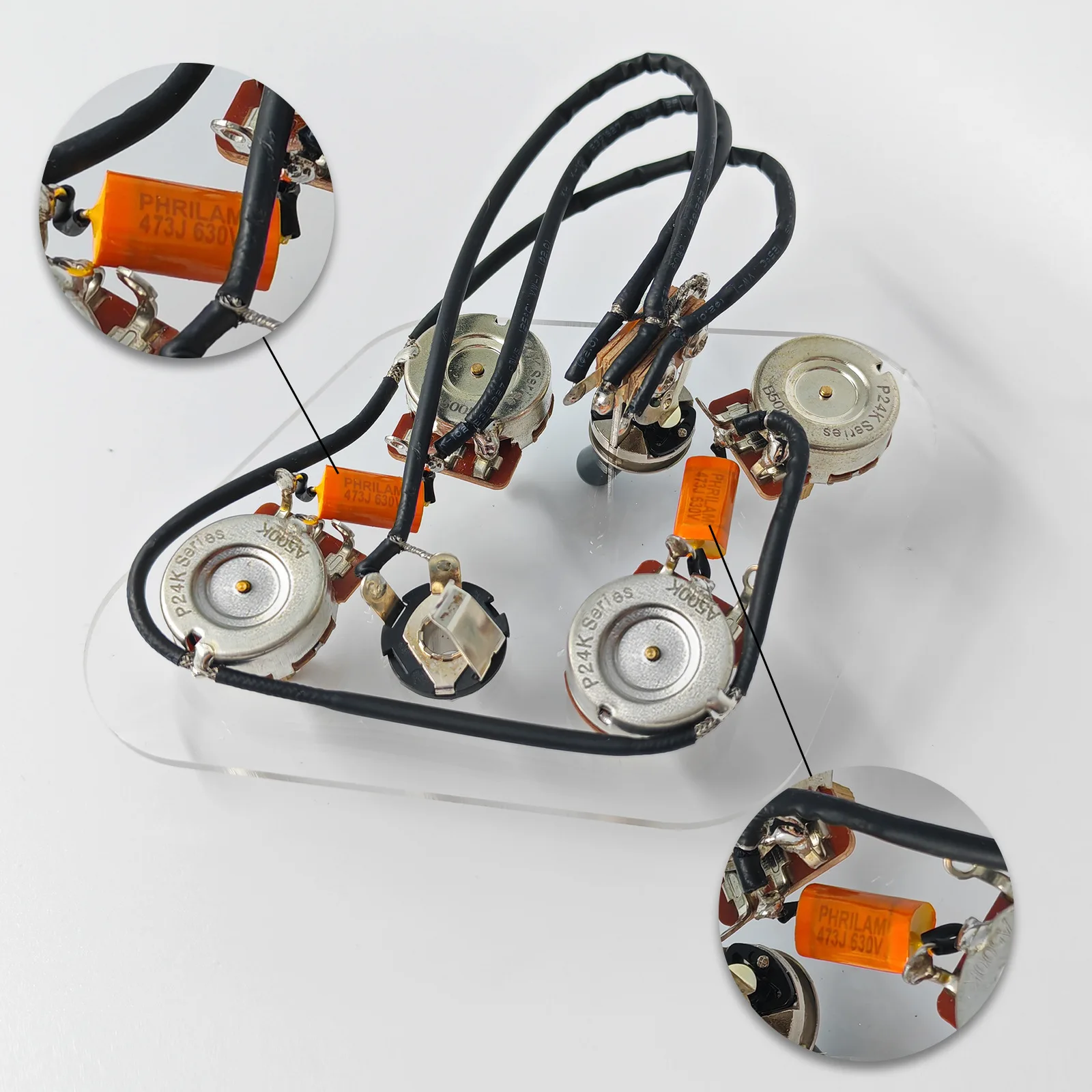 Electric Guitar Pickup 2T2V Tone Volume 24-Tooth Brass Potentiometer Control Circuit for SG Style Accessories