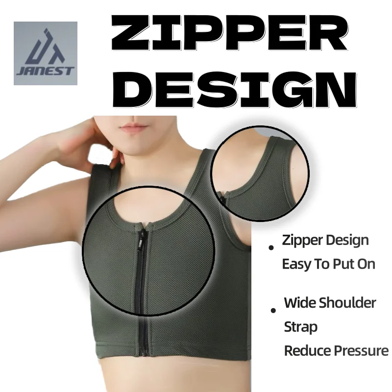 Trans Chest Binder Vest Flat Breast Breathable Casual S-4XL Front Zipper Tomboy Binder Non Bandage Tank Tops Cosplay