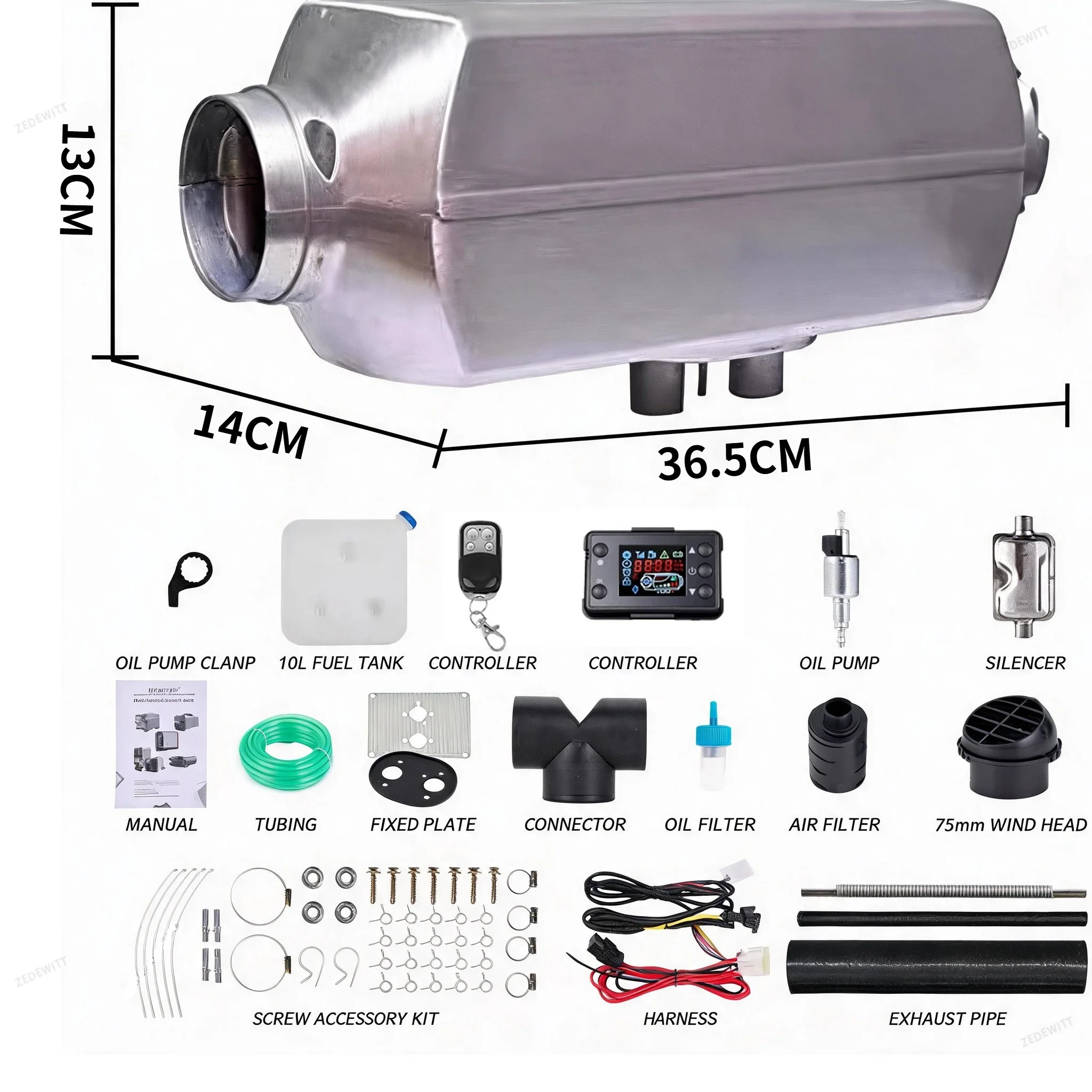 12V 24V 5KW Diesel Air Parking Heater Portable Vehicle Heating Machine Remote Control Heater for RV Truck Camper Van Boat