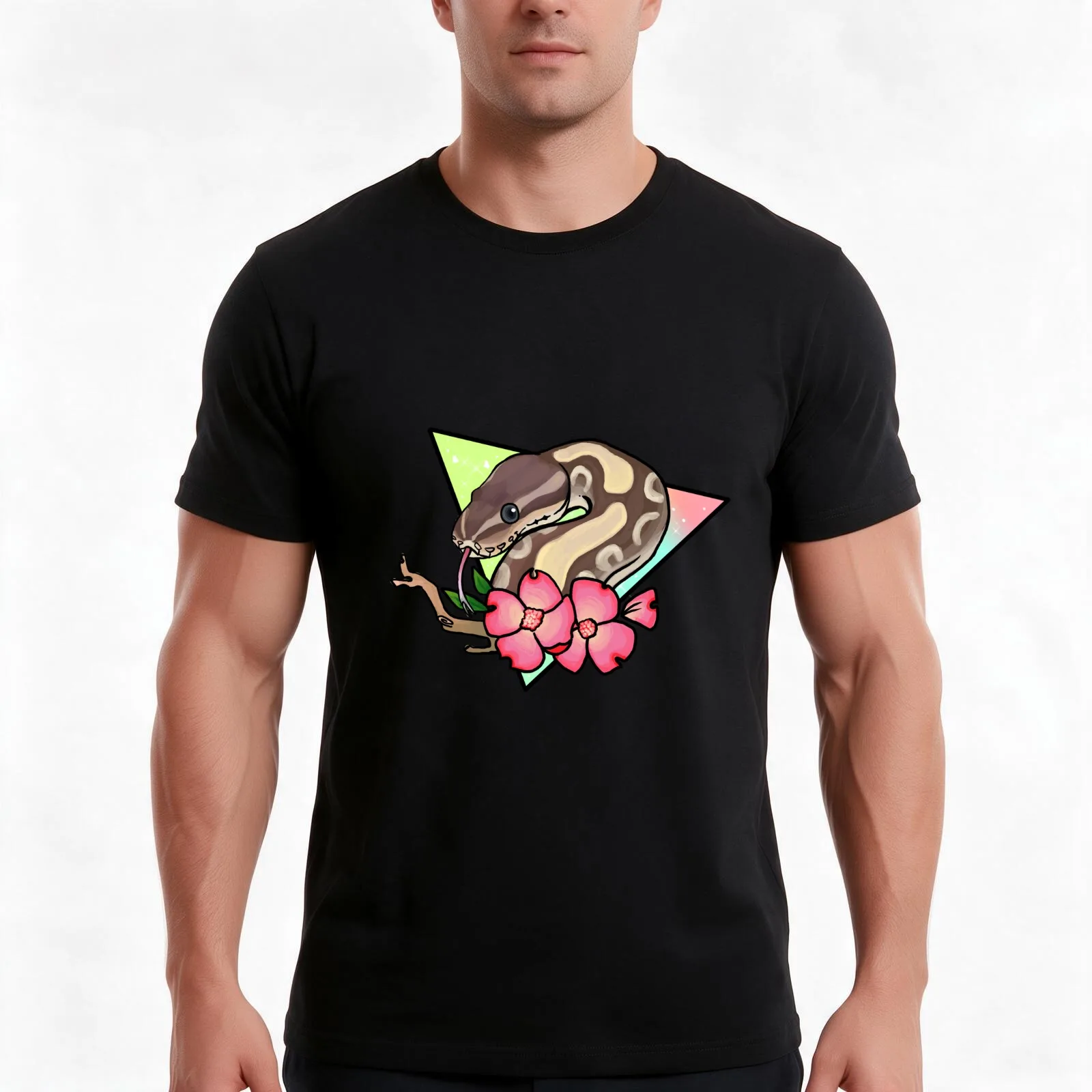 Magical Ball Python (mystic potion) T-Shirt, Summer Casual Cotton Tee, Oversized Streetwear Tops, Vintage Graphic Print