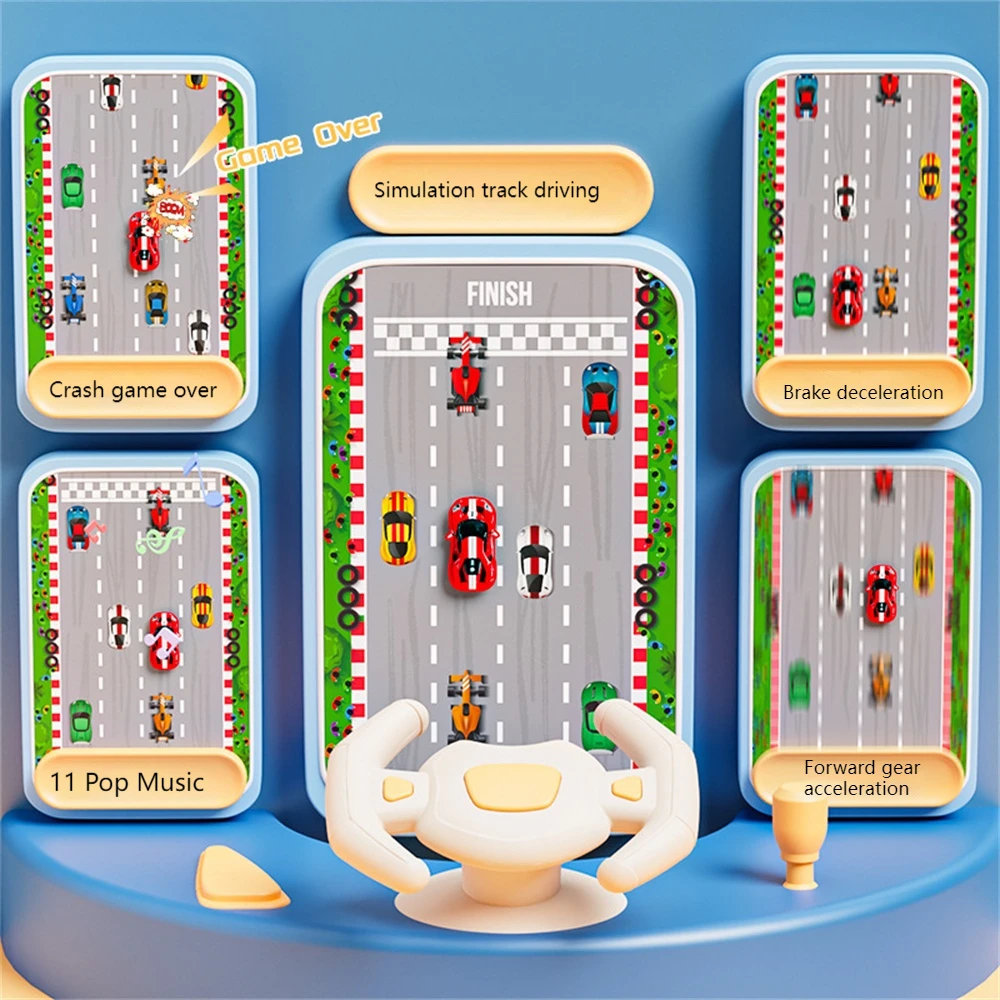 Children's car adventure children's steering wheel simulation driving puzzle electric desktop dodge game console gift