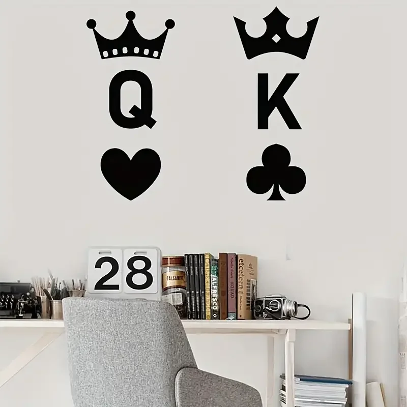 1pc Creative Wall Sticker, Poker King And Queen Pattern Self-Adhesive Wall Stickers, Bedroom Entryway Living Room Porch Home Dec