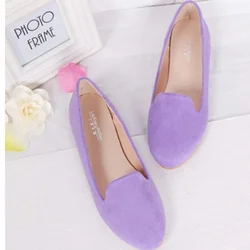 Fema Zapatos Mujer 2022 New Brand Soft Bottom punta tonda Plus Size 33-48 Lady Driving Flock Shoes Flats Slip-Ons blu rosa viola