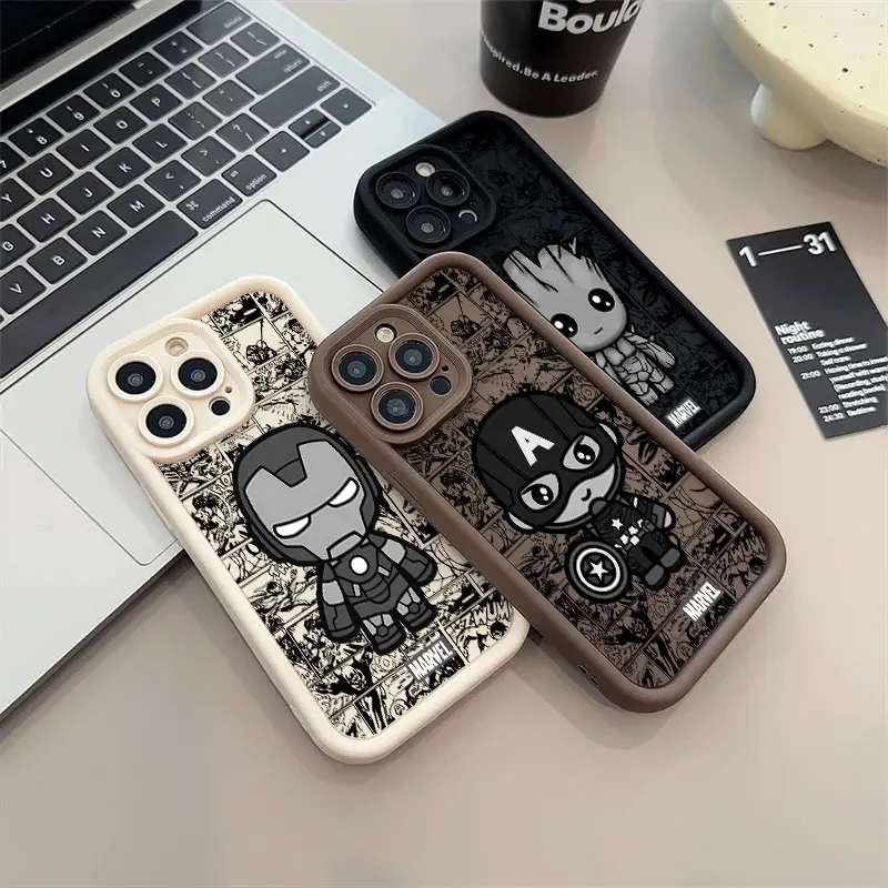 

Marvel Captain America Comics Silicon Case For iPhone 17E 15 16 14 13 12 11 17 Pro Max 17 Air 16 Plus 16E Phone Protective Cover