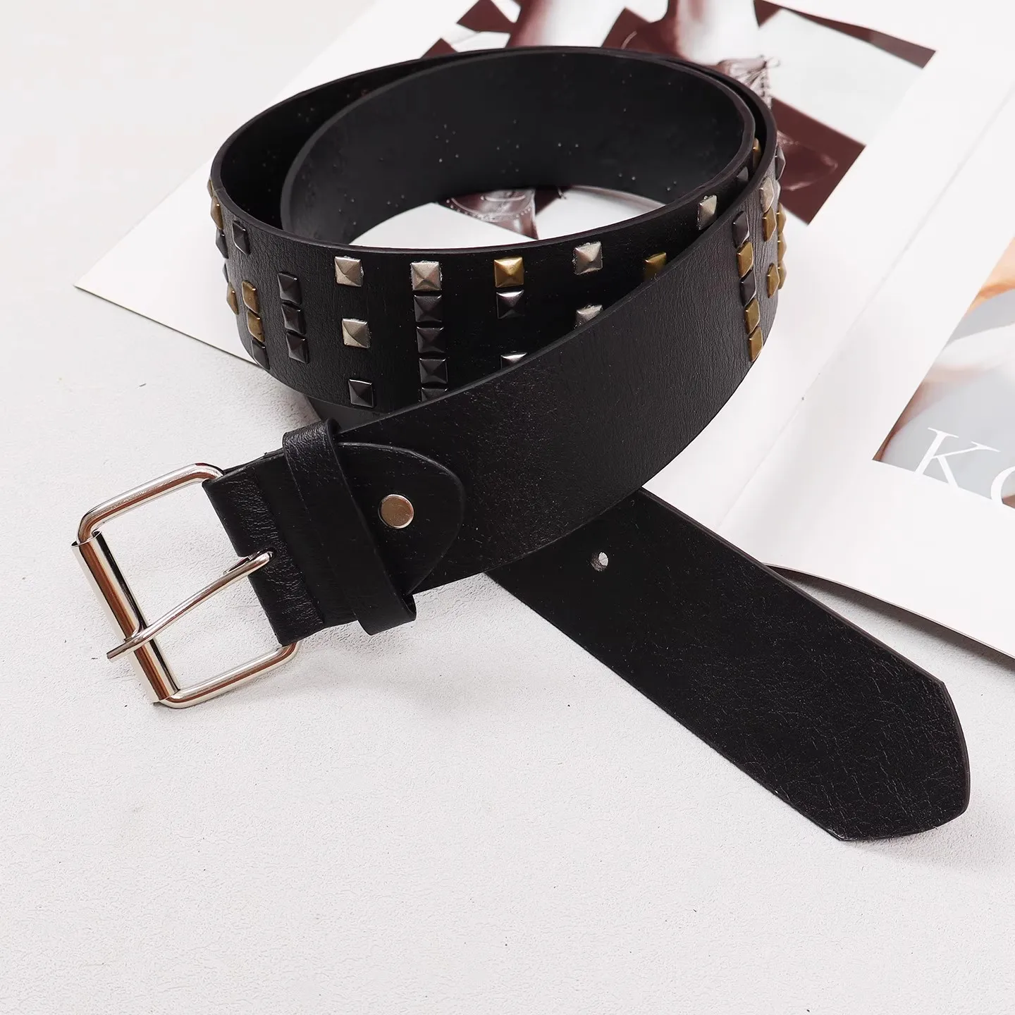 Rivet PU Leather Belt Women's Punk Cummerbunds Female Dress Corsets Waistband Belts Decoration Wide Belt R3020